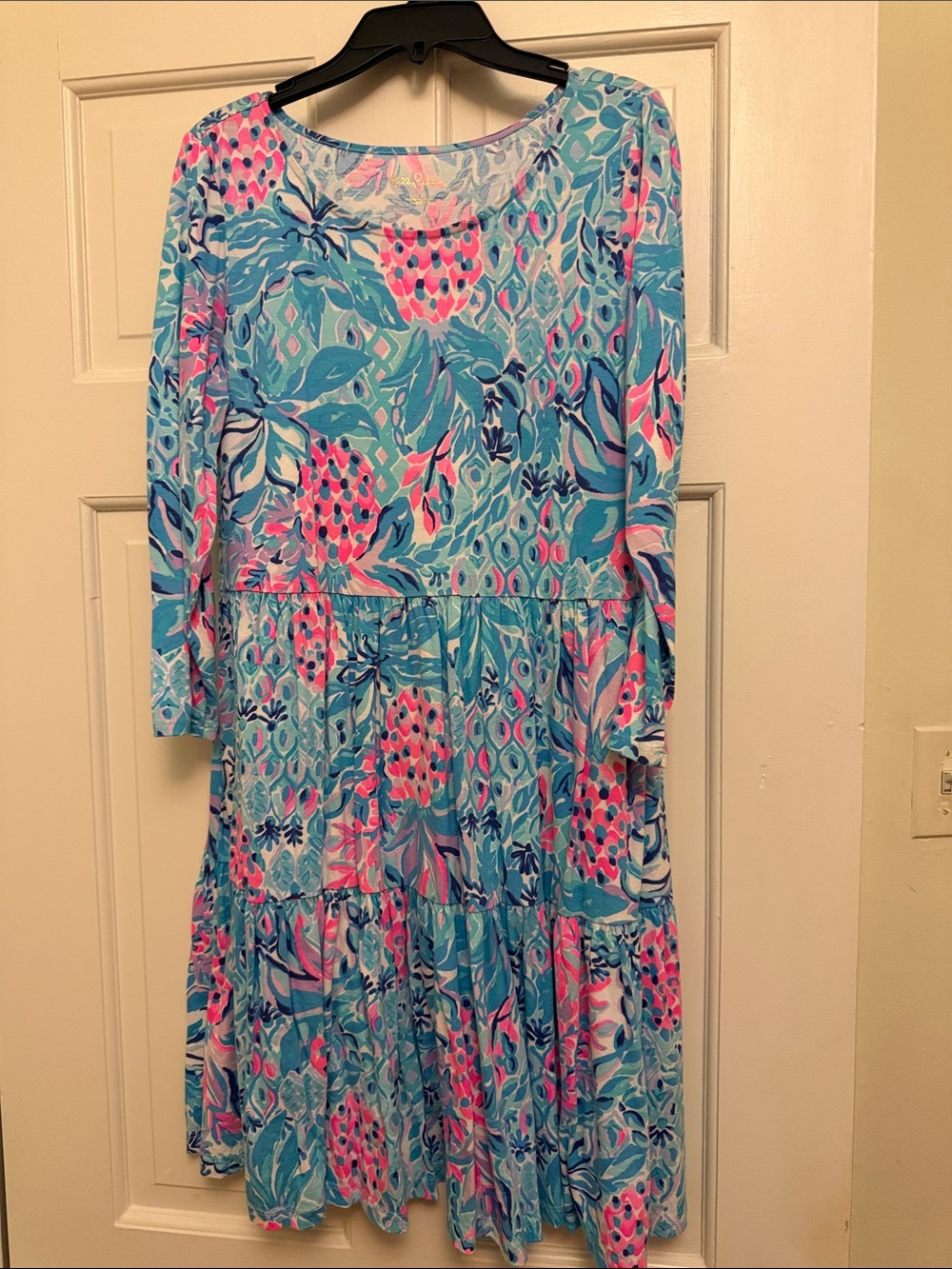 Lilly Pulitzer Aqua, Pink & Navy Floral Dress